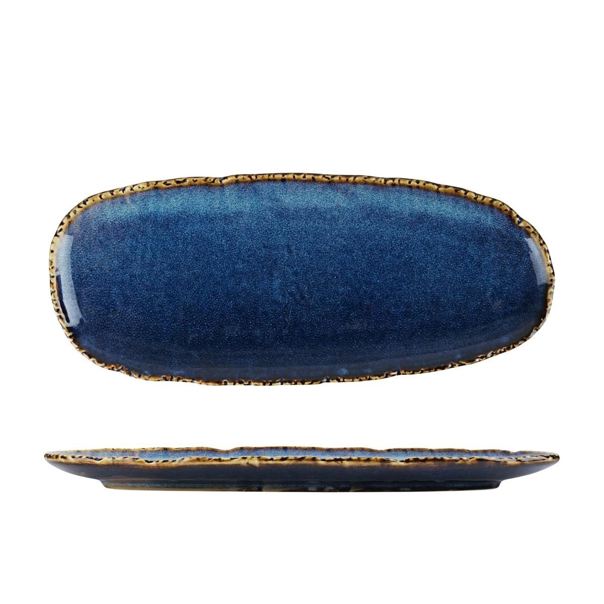 Блюдо овальное P.L. Aqua Blue 35*15 см, фарфор